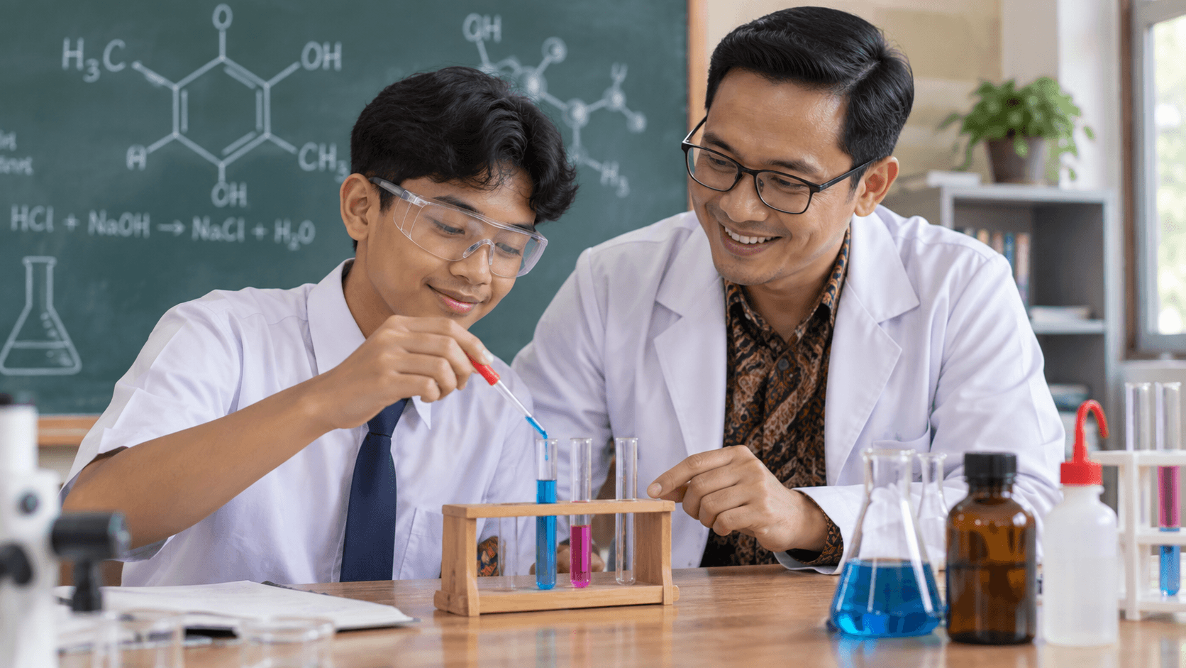 Guru menjelaskan materi Fisika